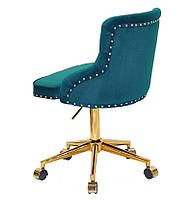 Стілець Olimp GD-Modern Office зелений 1003 велюр на золотій хрестовині модерн із колесами, фото 3