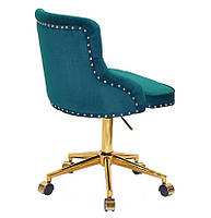 Стілець Olimp GD-Modern Office зелений 1003 велюр на золотій хрестовині модерн із колесами, фото 5