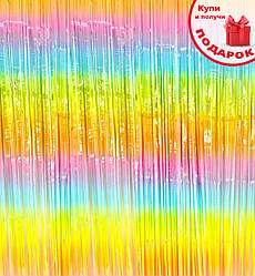 Шторка з фольги для фотозони, 2х1 м., колір - веселка