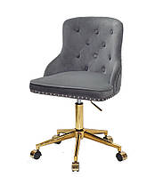 Стілець Olimp GD-Modern Office сірий 1004 велюр на золотій хрестовині модерн із колесами