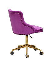 Стілець Olimp GD-Modern Office бузковий 1022 велюр на золотій хрестовині модерн із колесами, фото 3