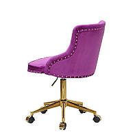 Стілець Olimp GD-Modern Office бузковий 1022 велюр на золотій хрестовині модерн із колесами, фото 7