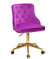 Стілець Olimp GD-Modern Office бузковий 1022 велюр на золотій хрестовині модерн із колесами, фото 5