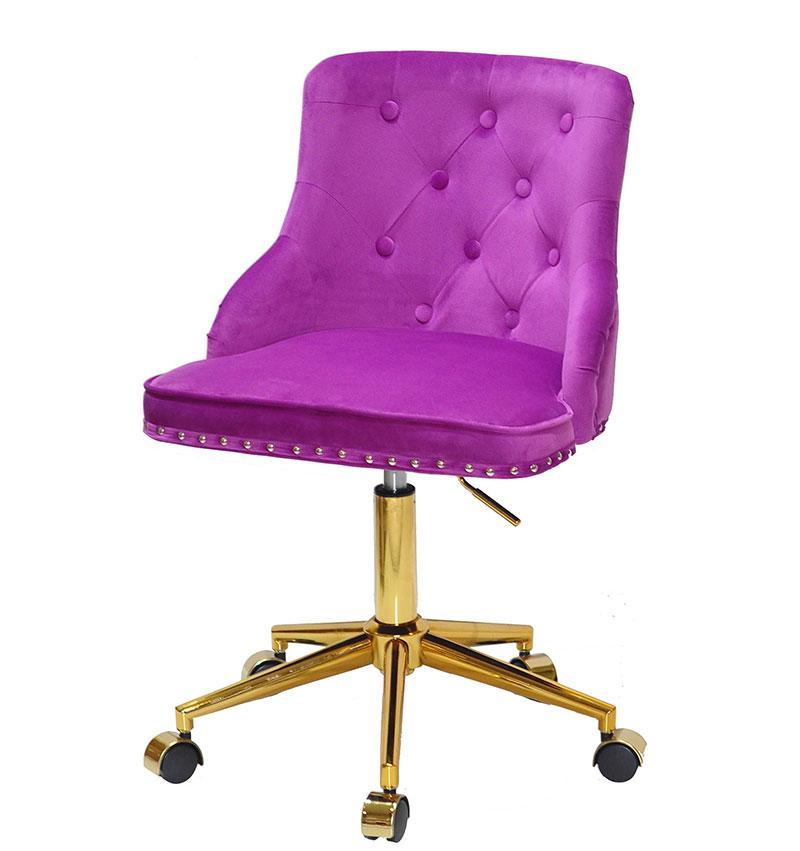Стілець Olimp GD-Modern Office бузковий 1022 велюр на золотій хрестовині модерн із колесами, фото 1