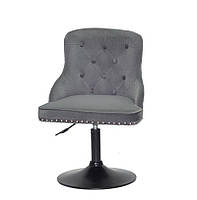 Стілець Olimp BK-Base сірий 1004 велюр з каретною стяжкою на чорній круглій опорі-ногі, фото 8