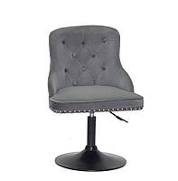 Стілець Olimp BK-Base сірий 1004 велюр з каретною стяжкою на чорній круглій опорі-ногі, фото 9