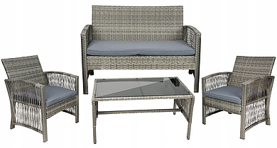 Комплект садових меблів з ротанга сірий M11961