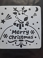 Витинанка новорічна Олень Merry Christmas 15 на 15 см сірий