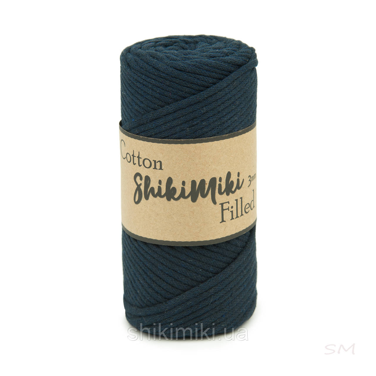 Трикотажний бавовняний шнур Cotton Filled 3 мм, колір Темно-синій
