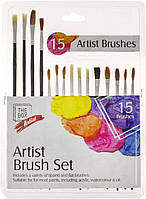 Набір пензлів 15шт "J. Otten" Artist brush (круглий+плоский) №DSCN1702(144)