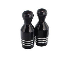 Ковпачки на ніпель для велосипеда, скутера, мотоцикла Alitek Боулінг Кеглі Black, 2 шт.