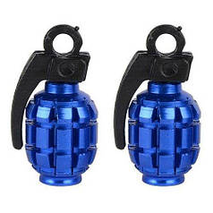 Ковпачки на ніпель для скутера, велосипеда, мотоцикла Alitek Лимонка Blue, 2 шт.