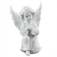 Скульптура на памятник Ангел в молитве белый (полистоун) AN0705-8(P)