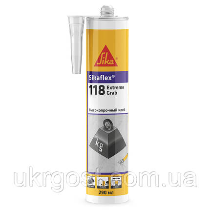 Клей високоміцний універсальний Sikaflex-118 Extreme Grab 290 мл (562411), фото 1