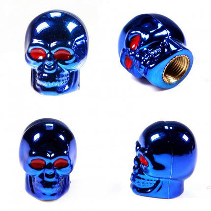 Захисні ковпачки на ніпель Череп Alitek Skull Синій, 4 шт, фото 2