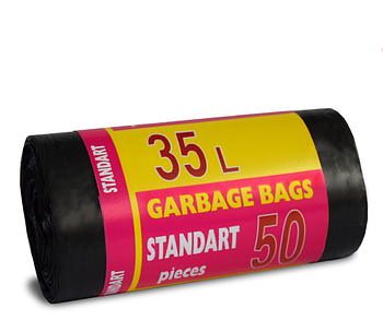 Пакети для сміття поліетиленові Стандарт 35 л 50 шт 45х55 см Чорні Замовлення від 60 рул
