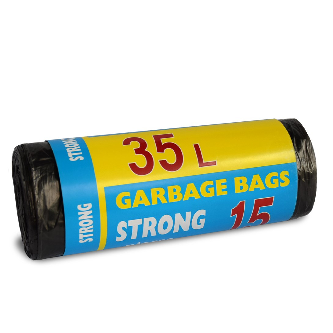 Пакети для сміття поліетиленові Надміцні 35 л 15 шт 50х60 см Замовлення від 80 рул, фото 1