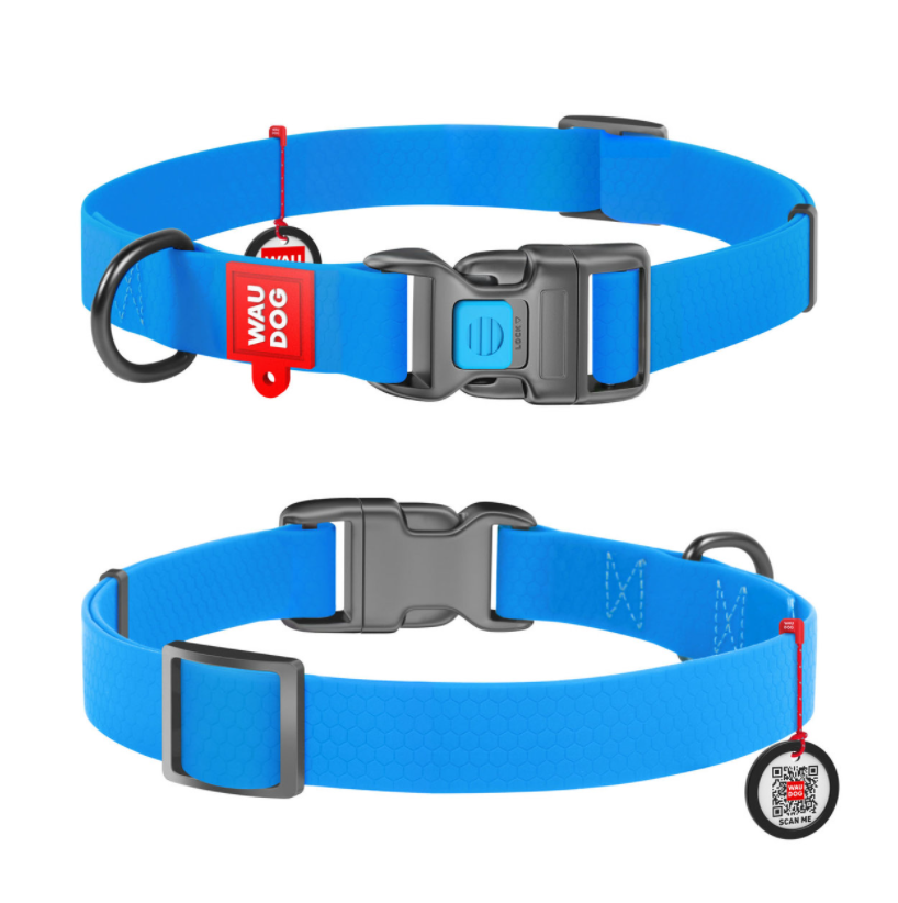 Нашийник для собак водостійкий WAUDOG Waterproof c QR-паспортом, пластикова пряжка-фастекс