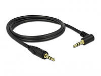 Кабель аудіо-сигнальний Jack 3.5mm 3pin M/M 1.0m Delock (70.08.3754) AWG24 90° Stereo AUX Gold