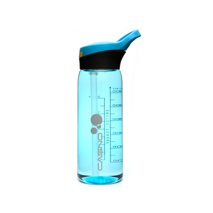 Пляшка для води CASNO 750ml з трубочкою блакитна