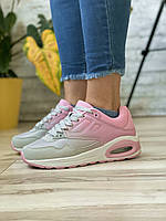 Женские кроссовки серые повседневные кроссы розовые с серым качественная молодежная обувь для девушек