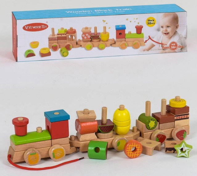 Дерев'яний паровозик з фруктами