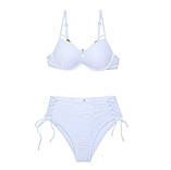 Купальник жіночий роздільний з високою талією, білий, фото 4