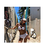 Купальник жіночий роздільний з високою талією, білий, фото 3