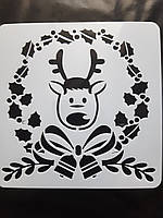 Витинанка новорічна Олень новорічний 15 на 15 см сірий