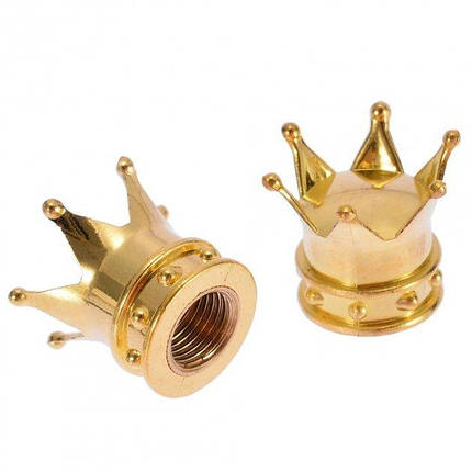 Ковпачки на ніпель для скутера, велосипеда, мотоцикла Alitek Корона Gold, 2 шт, фото 2