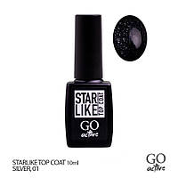 Закріплювач гель-лаку з шимер GO Active Starlike Top Coat No01 Silver 10 мл (16881Gu)