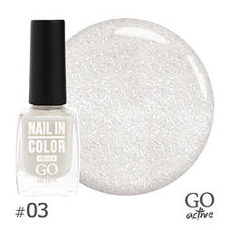 Лак для нігтів GO Active Nail in Color №03 Білий з золотистим шиммером 10 мл