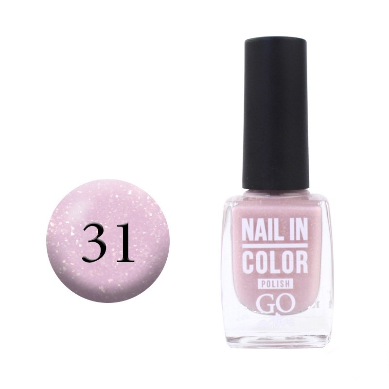 Лак для нігтів GO Active Nail in Color №31 Прозорий пастельно-рожевий із золотистою слюдою 10 мл