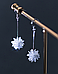 Сережки срібні Сніжинки з гірського кришталю, довгі сережки з петлею, срібло 925 проби, фото 5
