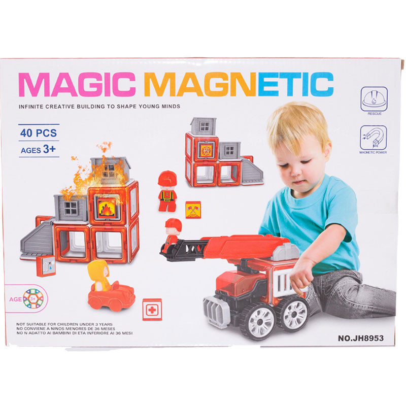 Магнітний конструктор Пожежна станція Magic magnetic 40 деталей JH8953