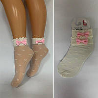 Дитячі капронові шкарпетки для дівчинки з бантом Day Mod молочні ошатні безрозмірні шкарпетки Арт.-2521005
