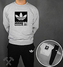 Спортивний костюм Adidas 03 черни сіра толстовка (люкс )