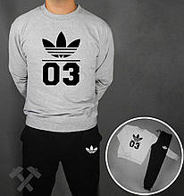 Спортивний костюм Adidas 03 черни сіра толстовка (люкс )