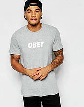 Чоловіча футболка Obey, чоловіча футболка Обей, спортивна, брендовий, бавовна, сіра, розміри: ХС-ХХХЛ