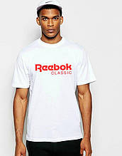 Чоловіча футболка Reebok, чоловіча футболка Рібок, спортивна, брендовий, бавовна, біла, всі розміри