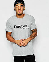 Чоловіча футболка Reebok, чоловіча футболка Рібок, спортивна, брендовий, бавовна, сіра, всі розміри