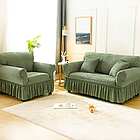 Чохол на диван натяжний з рюшем MILANO темно-зелений, фото 2