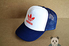 Кепка тракер Адідас (Adidas) із сіткою ззаду, синя