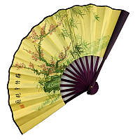 Віяло двостороннє "Квітуча сакура" 26х47 см бежеве (C3335)