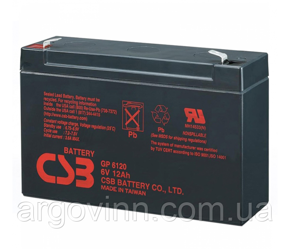 Акумулятор CSB GP6120, 6V 12Ah (150 x 50 x 95 (100) Q10