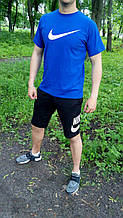Чоловічий комплект футболка + шорти Nike синього і чорного кольору (люкс )