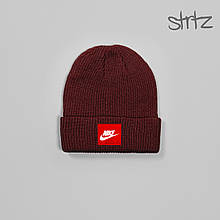 Шапка Nike бордового кольору (люкс )