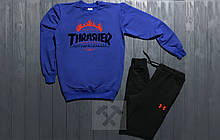 Чоловічий спортивний костюм Thrasher чорний синій (люкс )