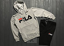 Спортивний костюм FILA сірого і чорного кольору (люкс )