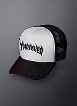 Спортивна кепка Thrasher, Трешер, тракер, річна кепка, чоловіча, жіноча, білого і чорного кольору,